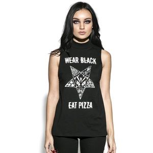 Black craft cult tank wear black eat pizza sz s
